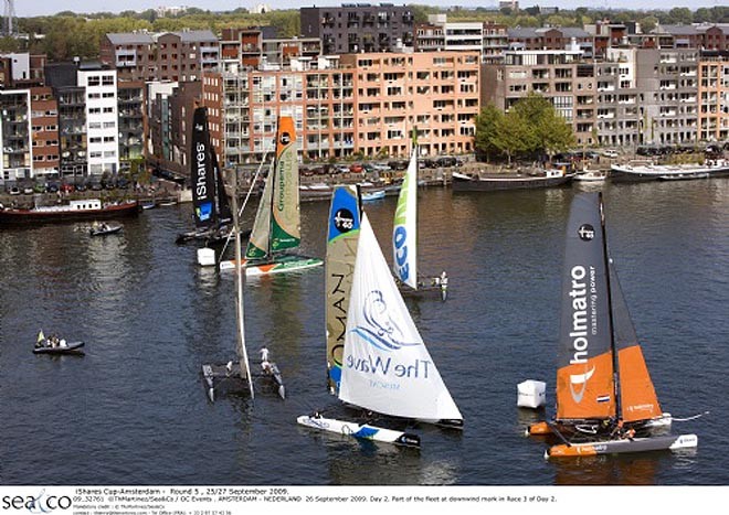 iShares Cup Amsterdam, Day 2. Part of the fleet at downwind mark of the race 3 © ThMartinez / Sea & Co - Copyright http://www.thmartinez.com